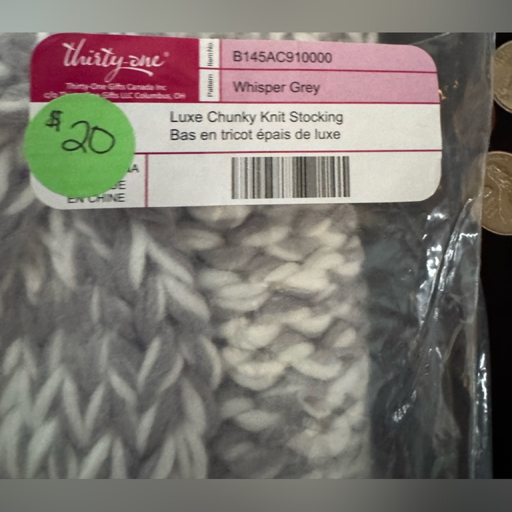 Thirty One chunky gray stocking